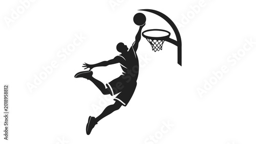 Obraz na płótnie Basketball player slam dunking graphic icon isolated on white