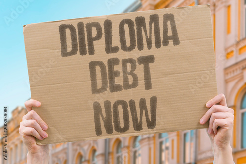Cuadro en lienzo "Diploma Debt Now" Earning a diploma now almost guarantees entering lifelong debt repayment cycles