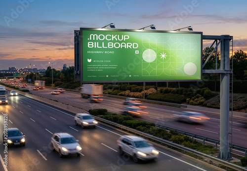 Night Highway Road Billboard Mockup