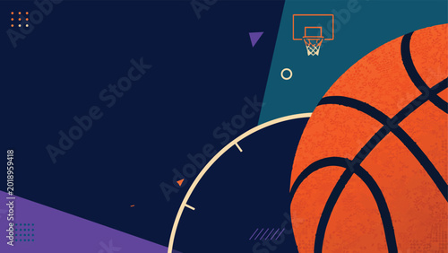 Abstract futuristic sports background with geometric shapes, dynamic motion elements, and modern colorful vector design