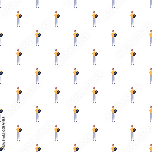Canvastavla Repeat pattern of cartoon robbers wearing masks and holding stolen items
