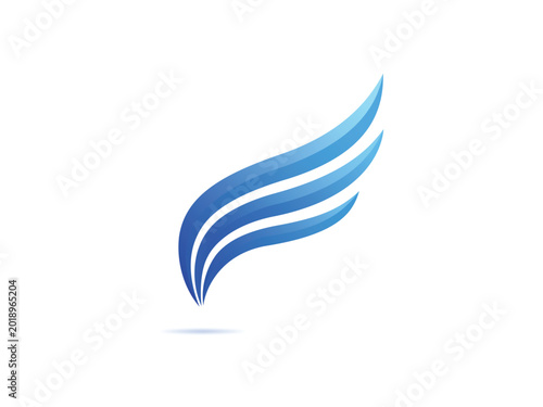Free Download Blue abstract wing logo design element isolated on white background. - GFXLoad