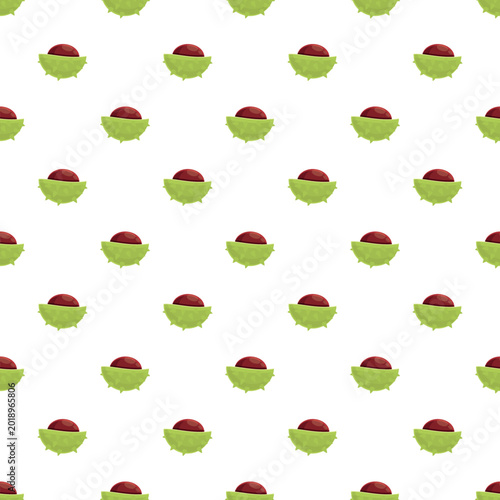 Tableau sur toile Horse chestnut fruits in green spiky husks creating a seamless background