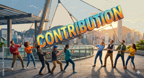 The large, colorful text in the center prominently displays the word 