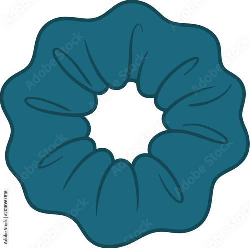 Teal scrunchie hair tie accessory for fashion and beauty illustration