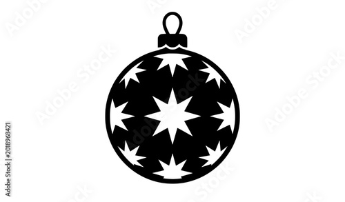 Foto Festive Christmas bauble silhouette vector icon with star pattern ornament illus