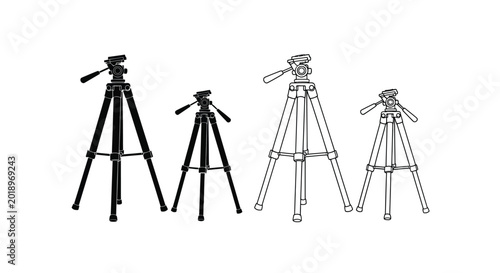 Canvas Print Four camera tripods in varying styles silhouette