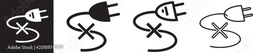 Fotografie Electric power plug with cross symbol icon for disconnect warning