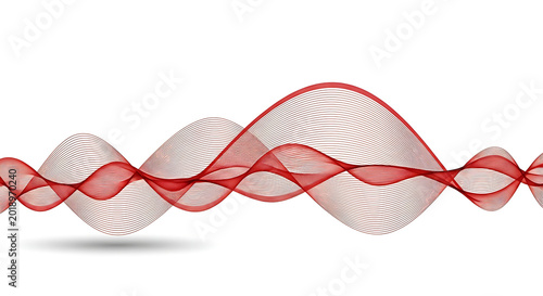 Abstract red wave pattern with textured lines on a clean white background abstract frequency geometric equalizer technology backdrop movement