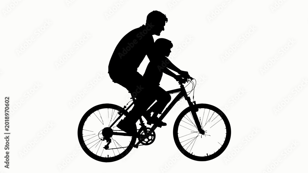 Obraz premium Father's Day Cycling, bicycle, bike, rider, silhouette, vector icon, transportation, sports isolated on White Background vector