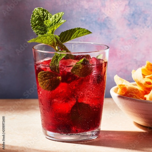 Refreshing Drink With Mint and Chips on a Table During Afternoon Gathering