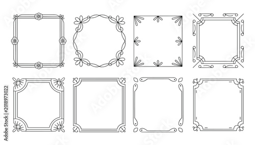 Floral vector frames collection decorative borders ornate line art and vintage design elements