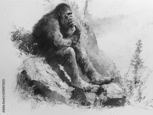 Sasquatch old style sketch hi-res 8K