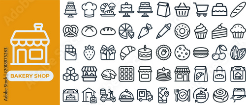 Photos Bakery Shop and Pastry outline icon set
