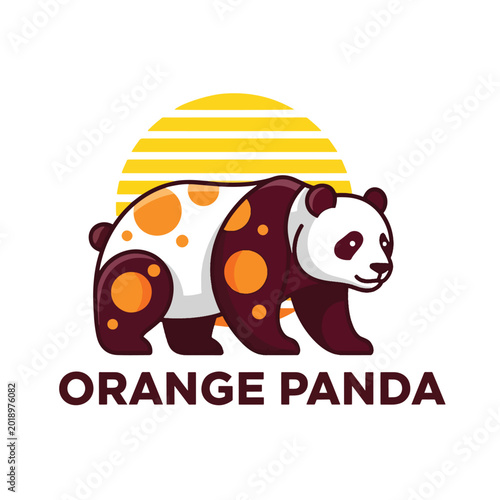 Creative vector illustration of a unique panda with orange spots.