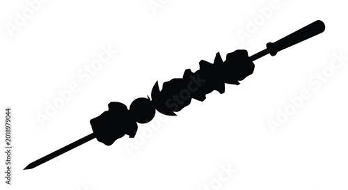 Tableau sur toile Shish kebab silhouette on a white background