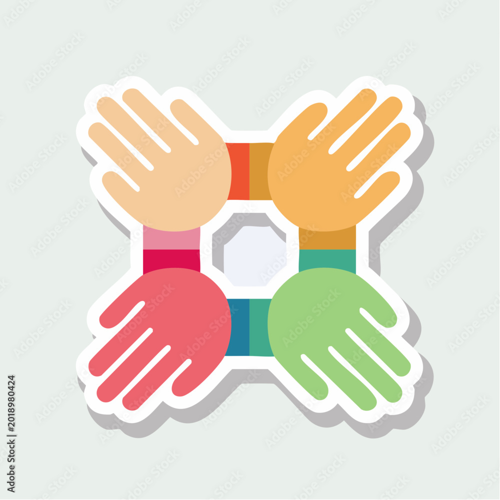 Obraz premium Teamwork and Unity Concept with Colorful Hands