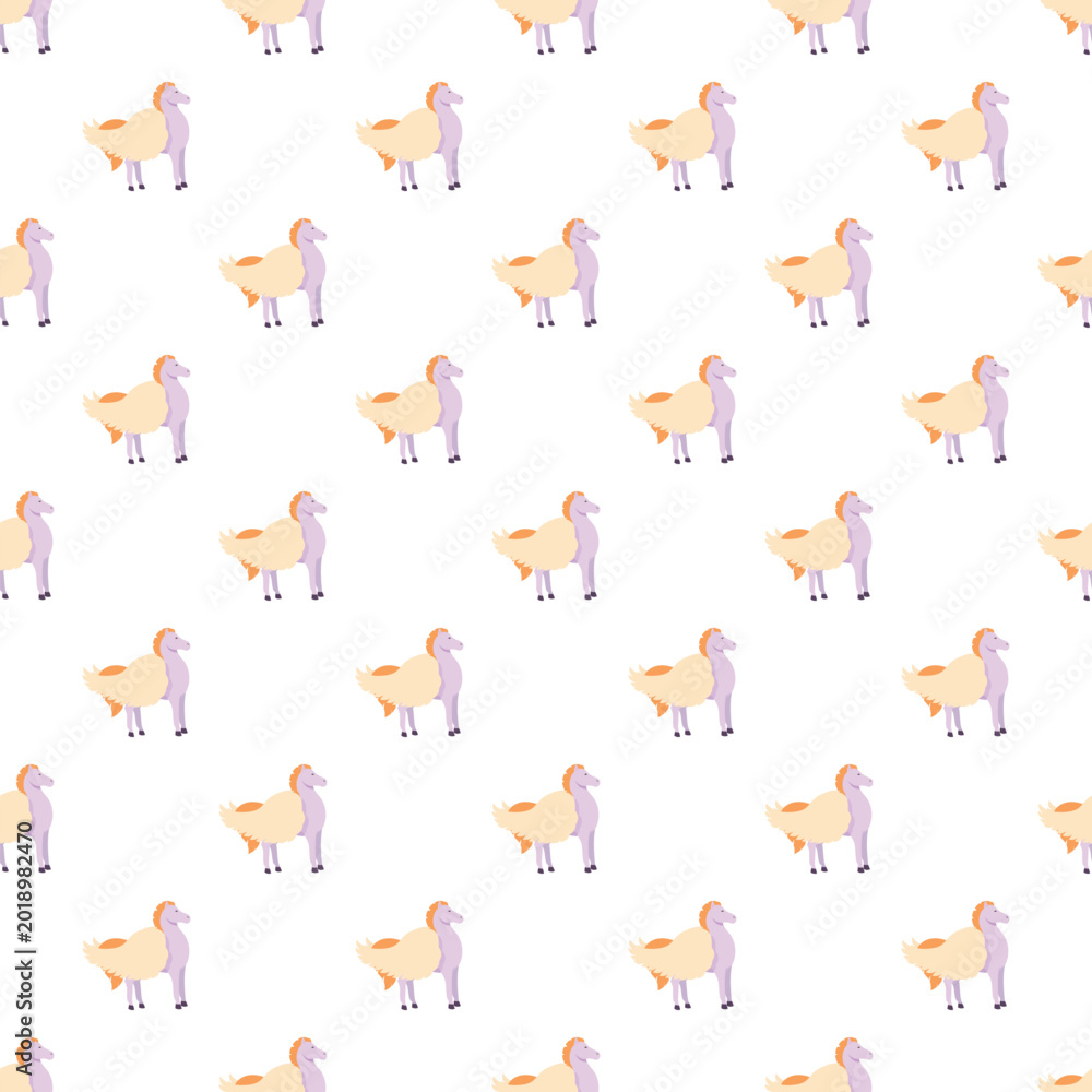 Fototapeta premium Cute cartoon winged horses creating a magical repeating fantasy background
