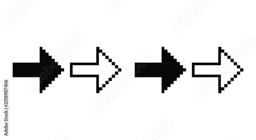 pixelated arrow cursors black and white silhouette