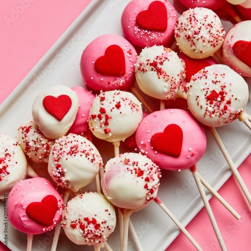 Sweet Treats on Sticks With Red Hearts for a Special Celebration in a Bright ...