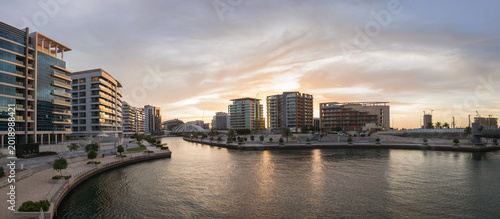 Panoramic View of Al Raha Beach Area in Abu Dhabi at Sunset