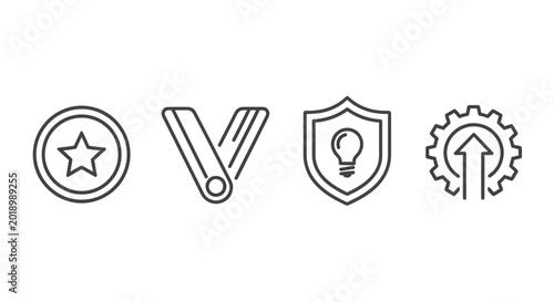 Achievement icons star medal shield gear