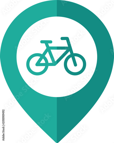 Map Pin Pointer Icon with Bicycle Symbol for Bike Rental and Cycling Routes