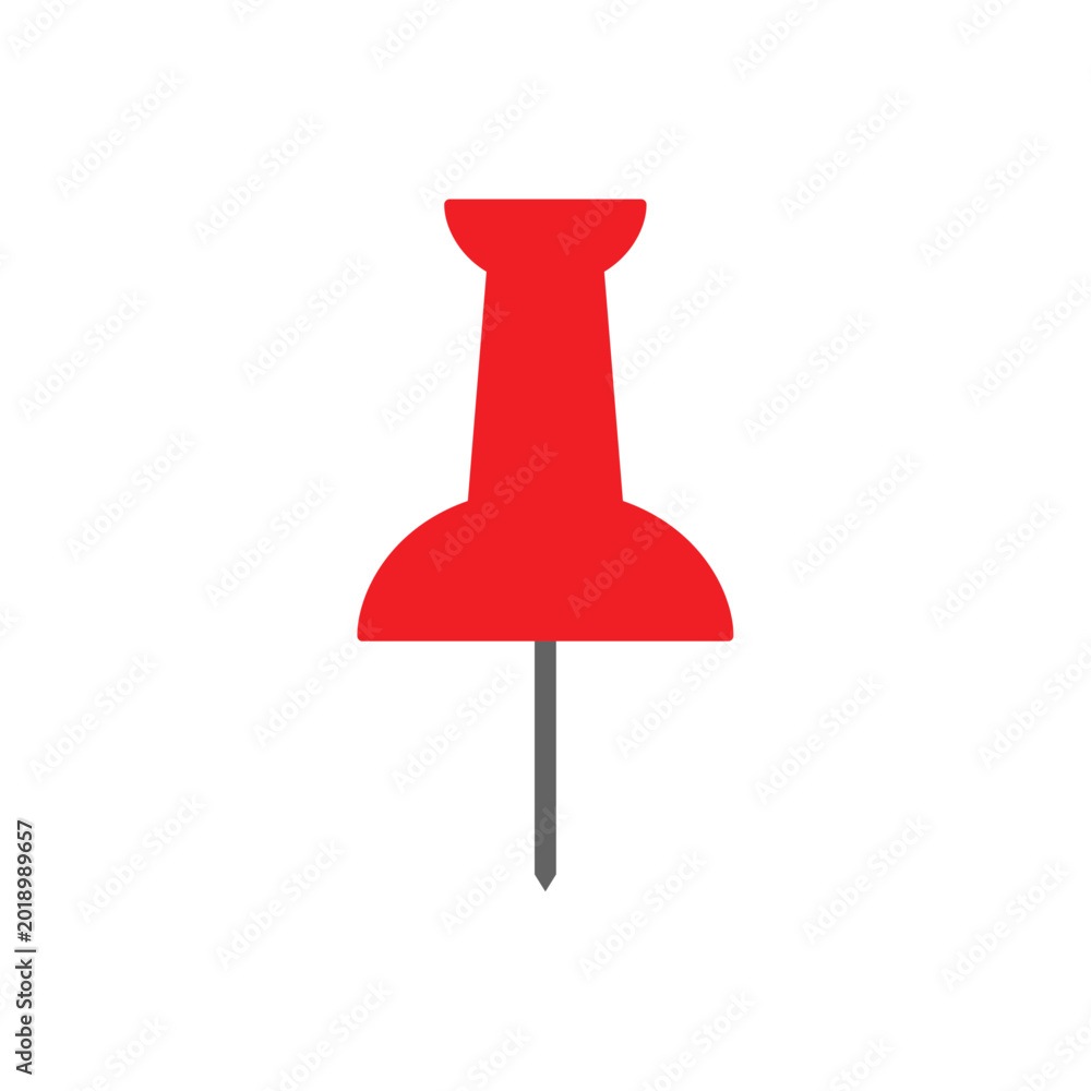 Fototapeta premium Red push pin icon for office and map location marking