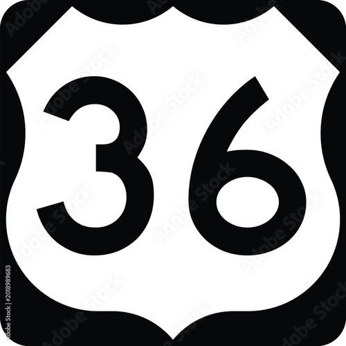 US Route 36 Sign Road Shield Illustration Design Icon