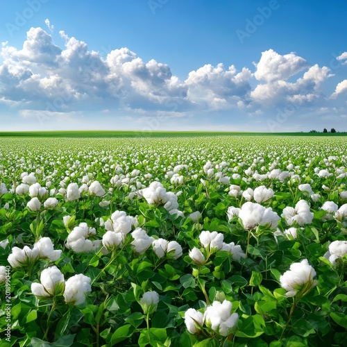 Cotton Field Under Blue Sky With Clouds During Daytime in a Rural Area