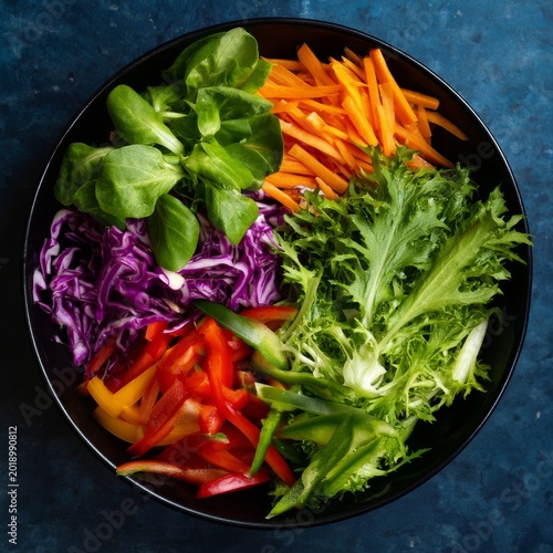 Fresh Vegetables Arranged in a Bowl Ready for a Healthy Meal During Lunchtime