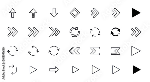 Arrow icon set for digital navigation