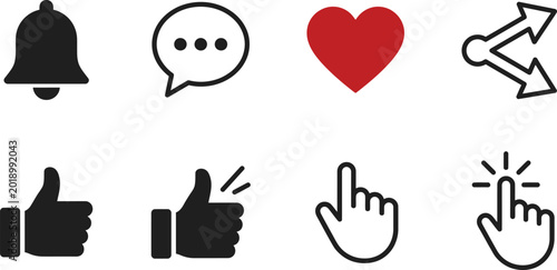 Φωτογραφία Social media icons, flat design, communication symbols, web graphics