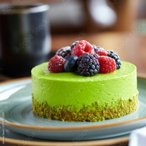 Fresh Dessert Topped With Berries Served on a Plate in a Cozy Setting