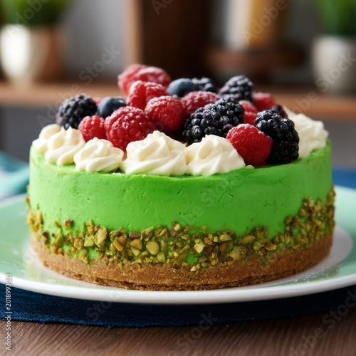 Fresh Dessert Topped With Berries Served on a Plate in a Cozy Setting