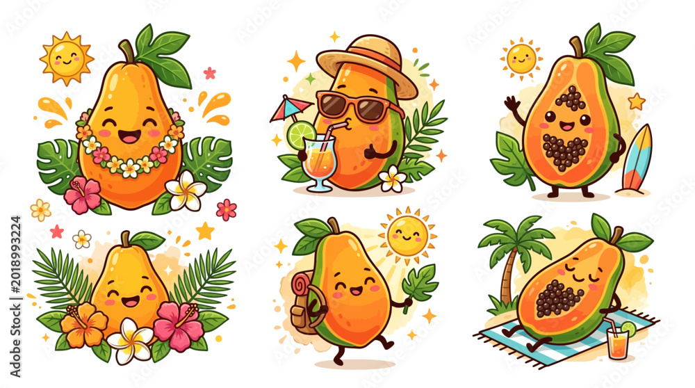 Obraz premium Mango cartoon characters in various poses.