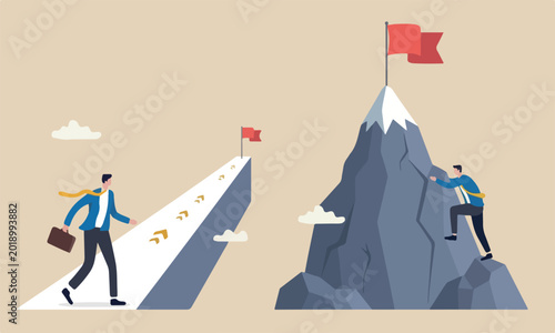 Tableau sur toile Success way to reach business goal concept, businessmen compete easy and hard wa