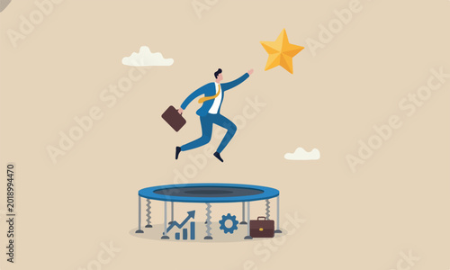 Bild auf Leinwand Reach success, tools advantage to reach goal or target, growth and achievement c