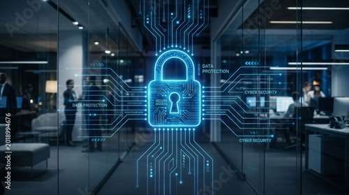 Abstract Digital Padlock Representing Corporate Cyber Security and Data