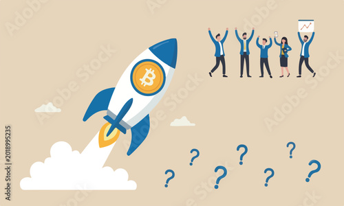 Fotografi cryptocurrency mountain meeting teams together trading concept, speedy rocket sh