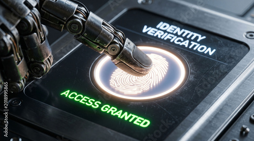 Robot hand using identity verification access granted.