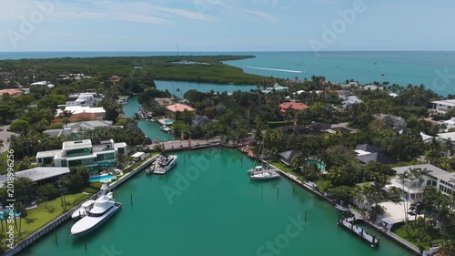 Aerial view of Luxury Waterfront Paradiase houses, Key Biscayne