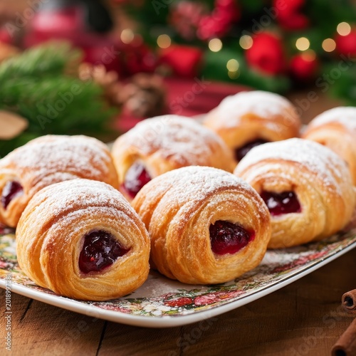 Freshly Baked Pastries on a Decorative Plate During the Holiday Season