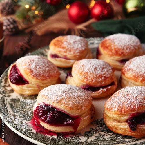 Freshly Baked Pastries on a Decorative Plate During the Holiday Season