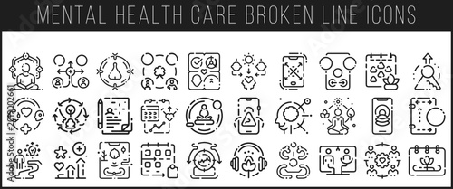 Bild auf Leinwand Set of mental health care line icons for medical design projects