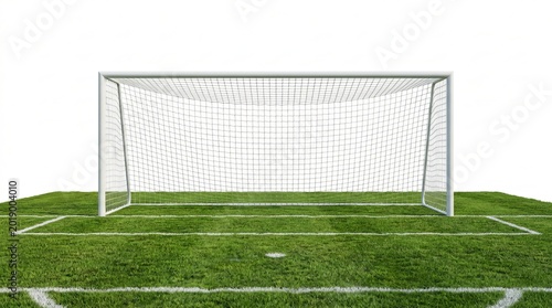 White soccer goal net standing on a green grass field, ready for a match football goal soccer net white goal frame
