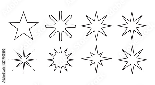 Konstfotografi Set of star icons for decoration and design, different types of vector line shapes and forms
