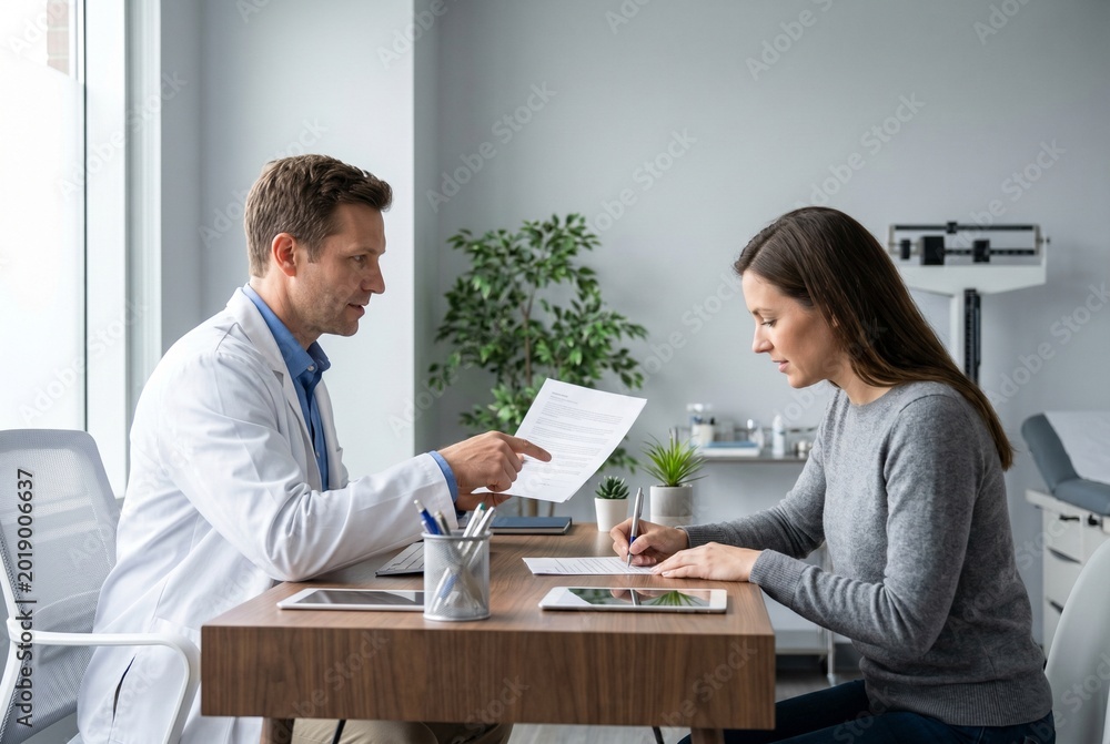 Obraz premium Doctor Consulting Patient During Medical Appointment