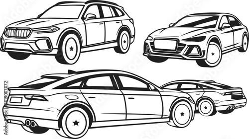 Photos Modern SUV and Sedan Car Vector Collection