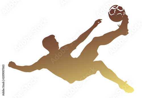 Photos Vector silhouette illustration of a soccer player doing a somersault kicking the